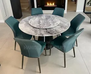 6-Seater Round Marble Dining Set With Luxury Finish