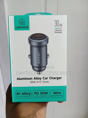 Usams Car Charger 30w 1xusb+ 1xusb-C Fast Charge