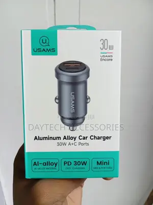 Usams Car Charger 30w 1xusb+ 1xusb-C Fast Charge