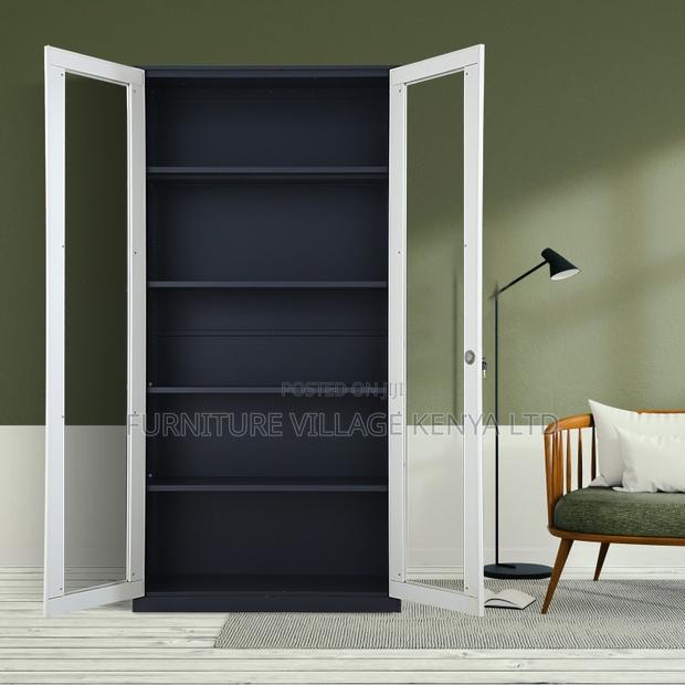 2-Door Metallic Glass Front Document Office Cabinet - thumbnail 2