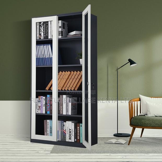 2-Door Metallic Glass Front Document Office Cabinet - thumbnail 4