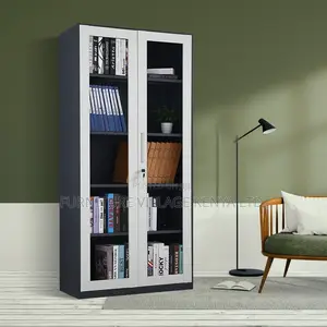 2-Door Metallic Glass Front Document Office Cabinet