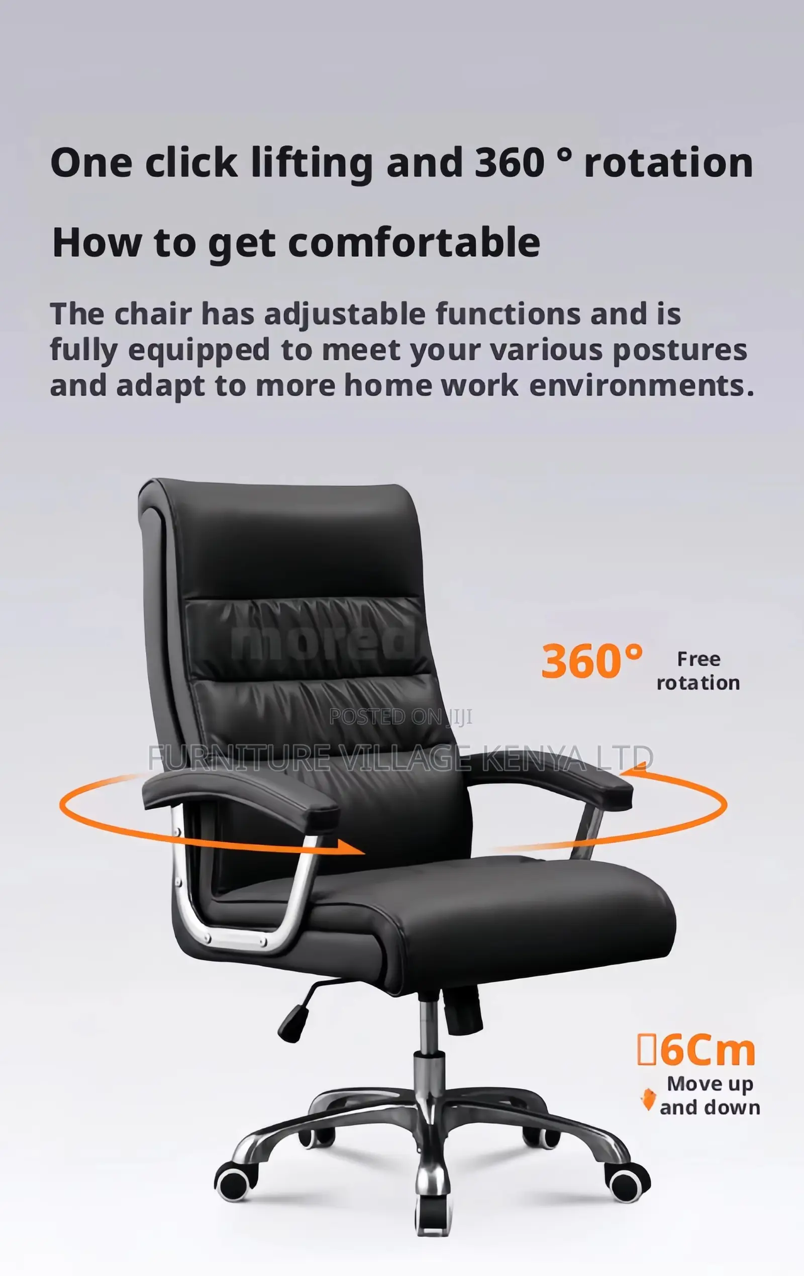 Gray Executive Leather Manager's Desk Seat