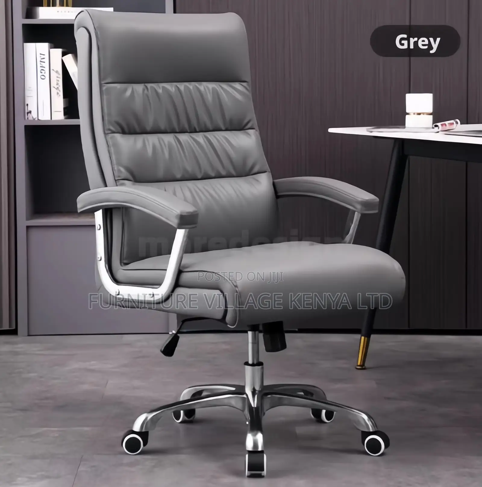 Gray Executive Leather Manager's Desk Seat