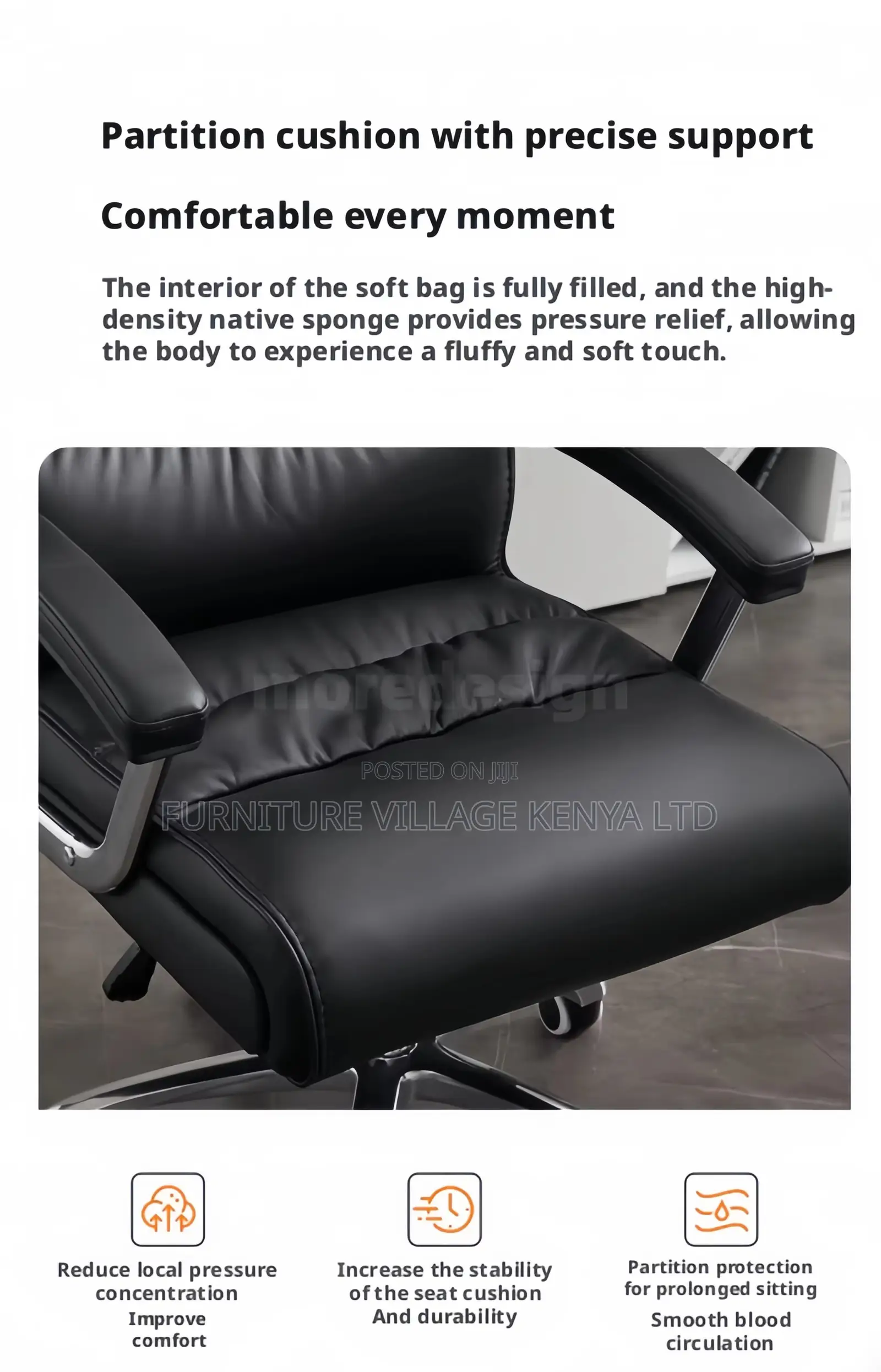 Gray Executive Leather Manager's Desk Seat
