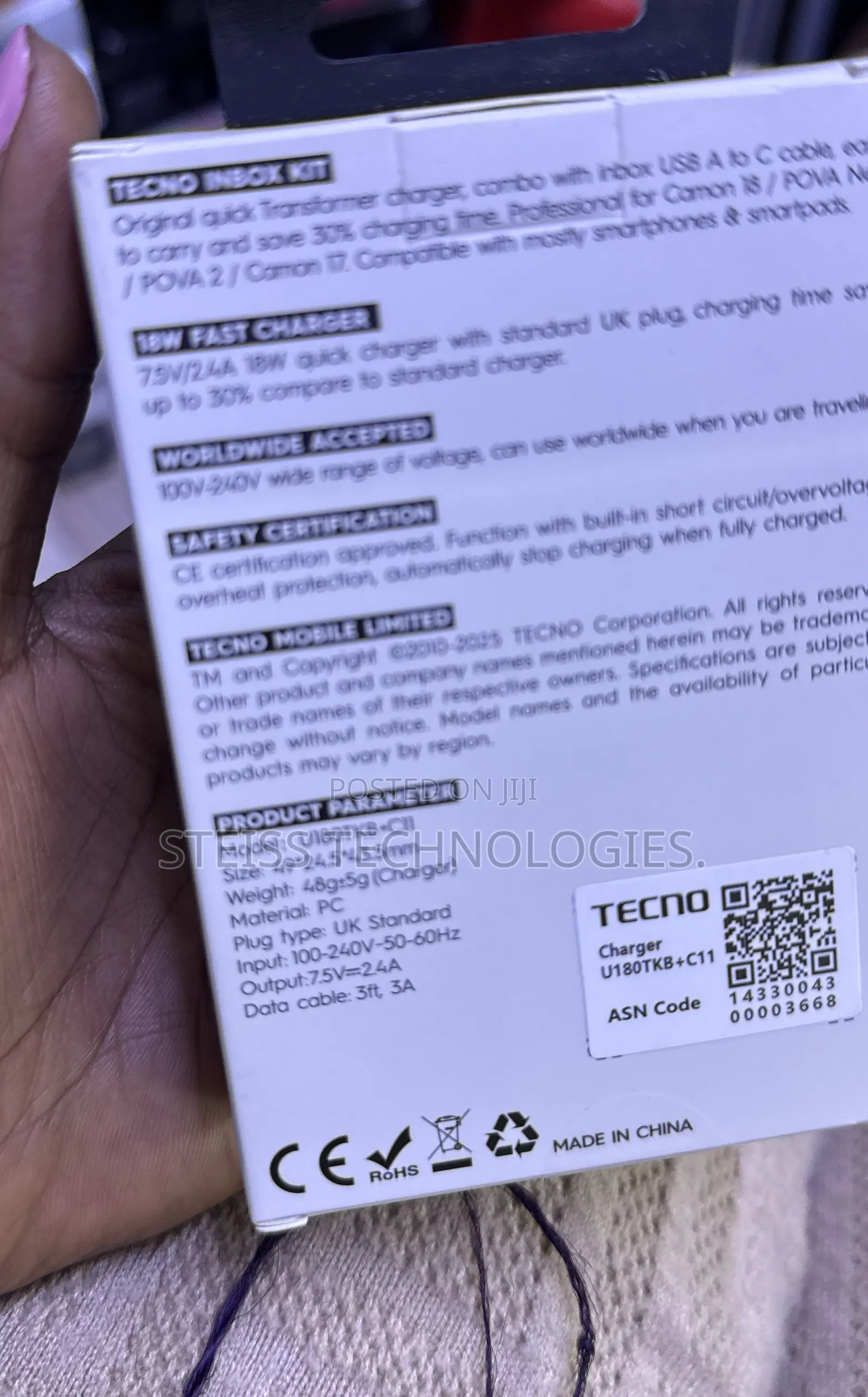 Tecno Type C Charger