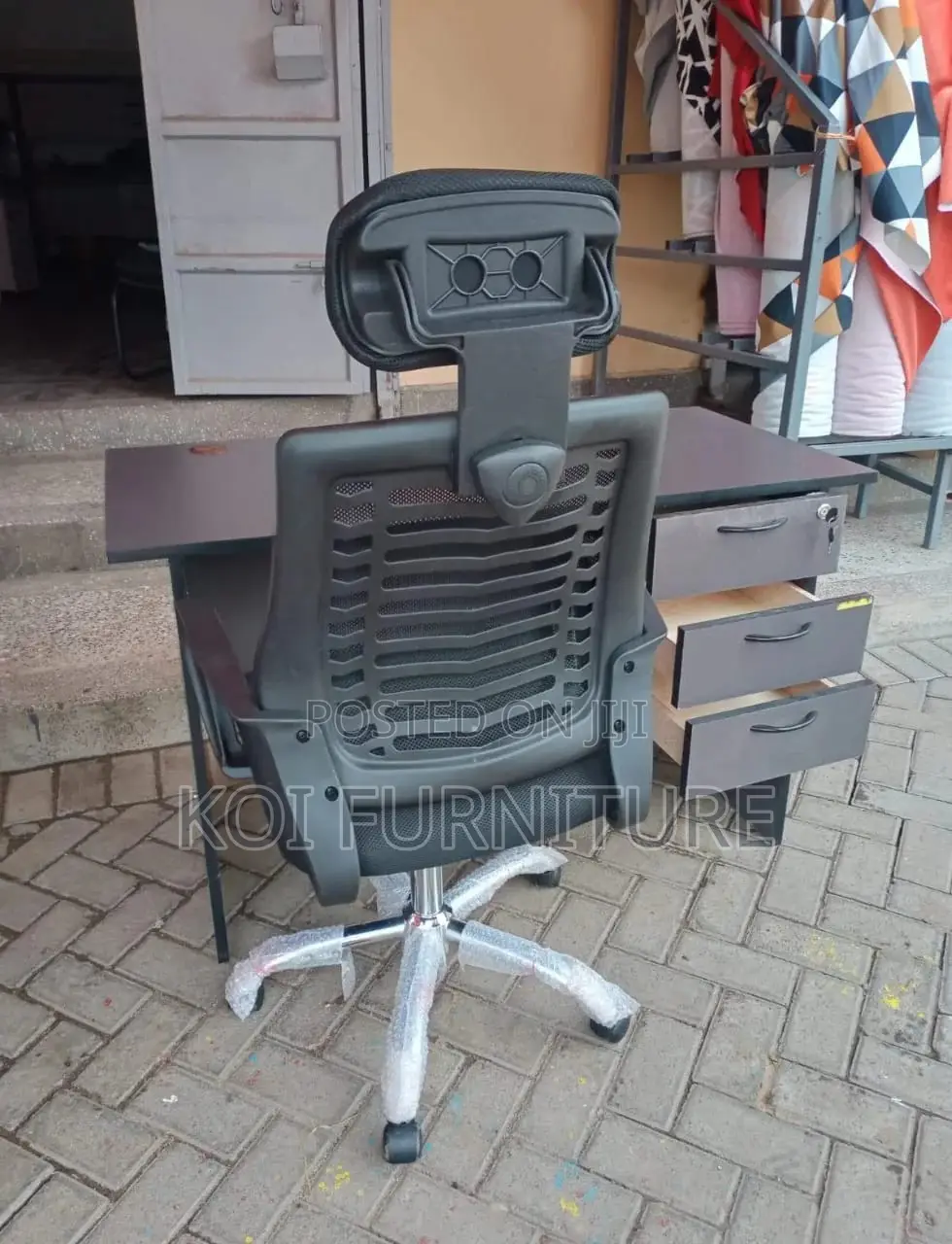 Office Desk; 0.9 Meters With Ergonomic Headrest Chair Combo