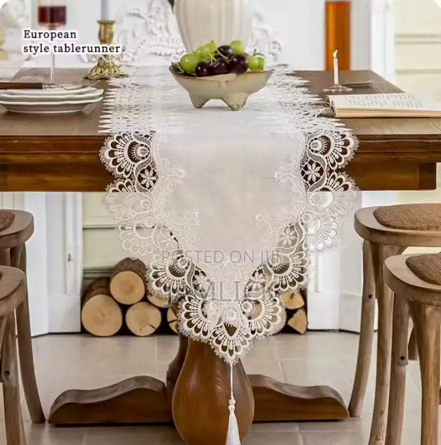French Embroidered Lace Table Runner – Cr