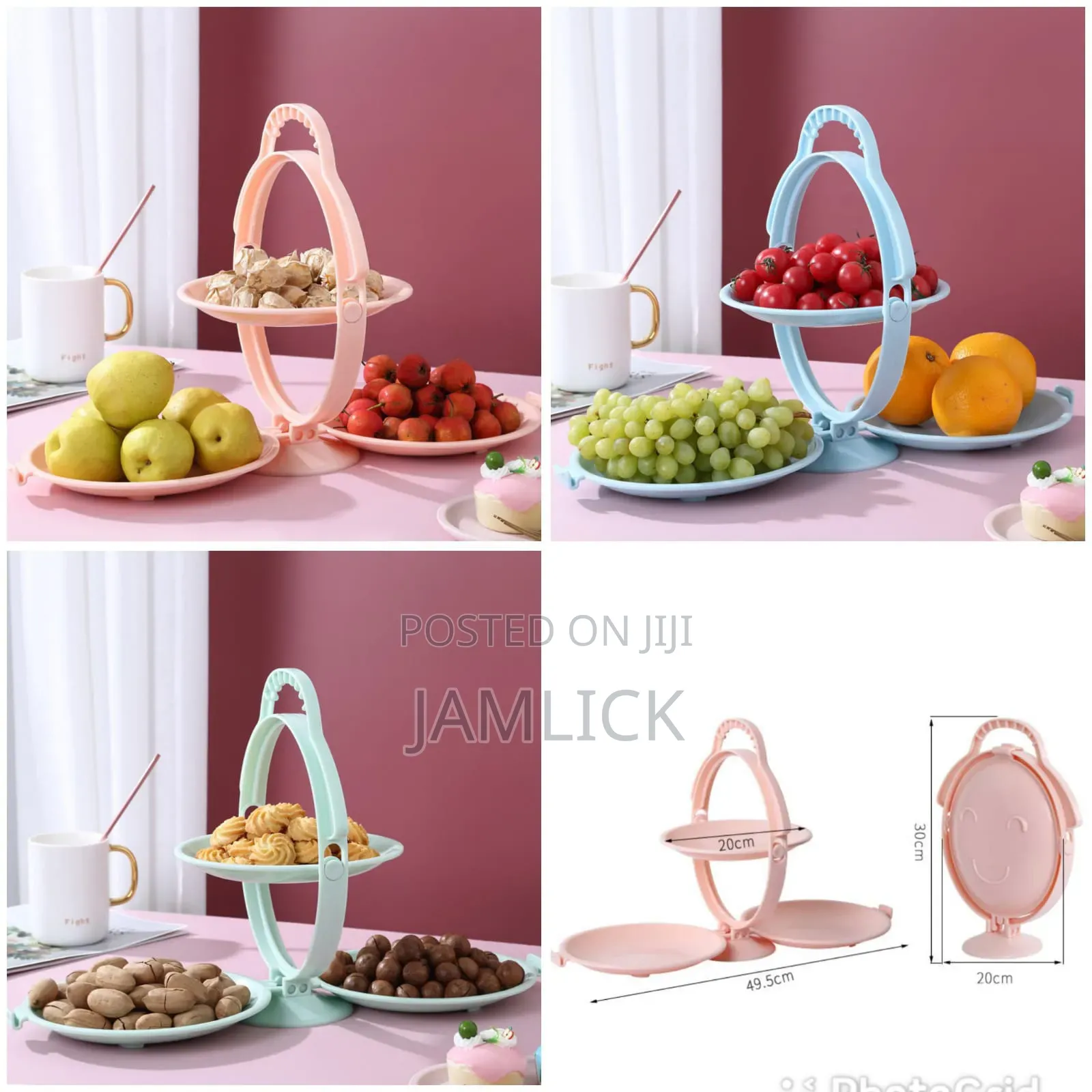 2 Layer Folding Dessert Plate Stand - Cr