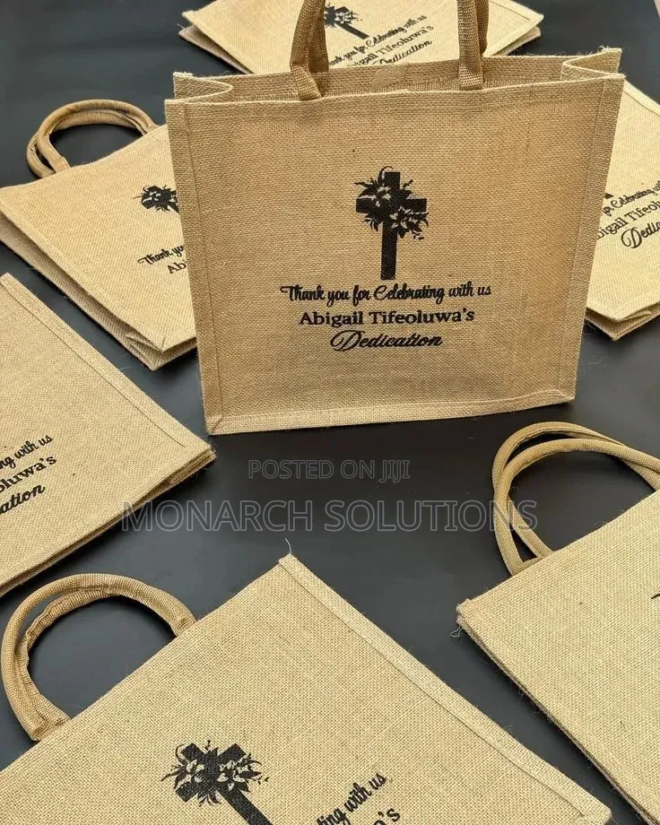 Brown Khaki Jute Bag With Print