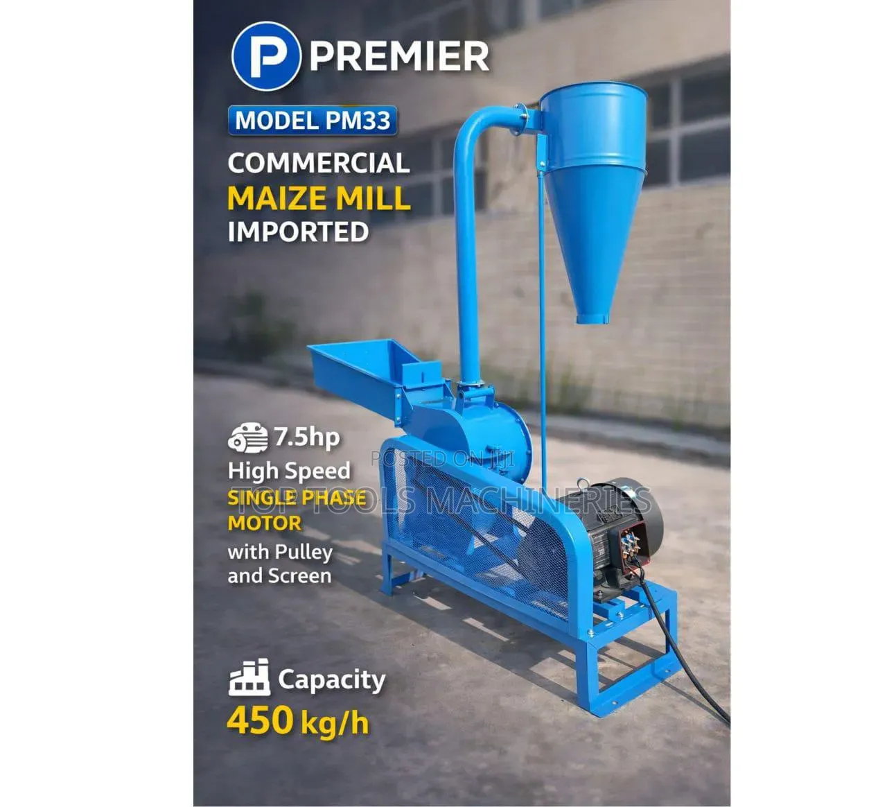 Poshomill Complete With Motor 7.5hp and Output 450kg/Hr