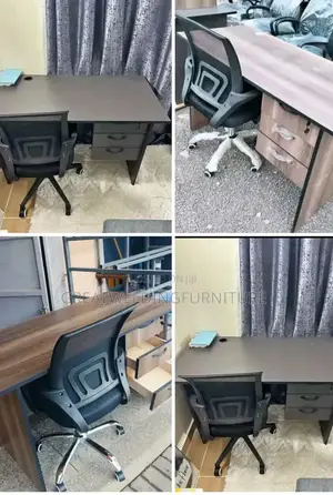 Office Mesh Chair With A Spacious Office Desk