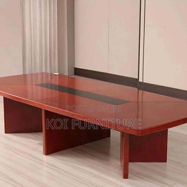 Boadroom Table; 2.4 Meters Mahogany Wooden Red Brown Boadroom Table - thumbnail 3