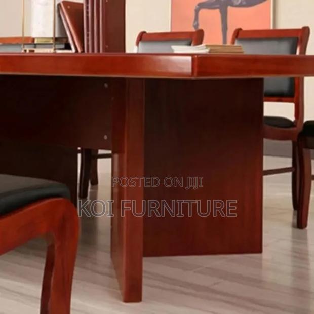 Boadroom Table; 2.4 Meters Mahogany Wooden Red Brown Boadroom Table - thumbnail 4