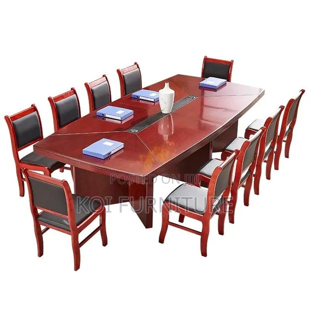 Boadroom Table; 2.4 Meters Mahogany Wooden Red Brown Boadroom Table - thumbnail 5