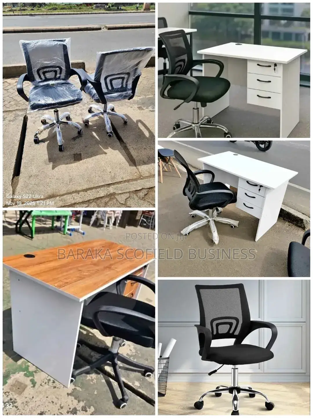 Mesh Chairs With Vintage Desk L
