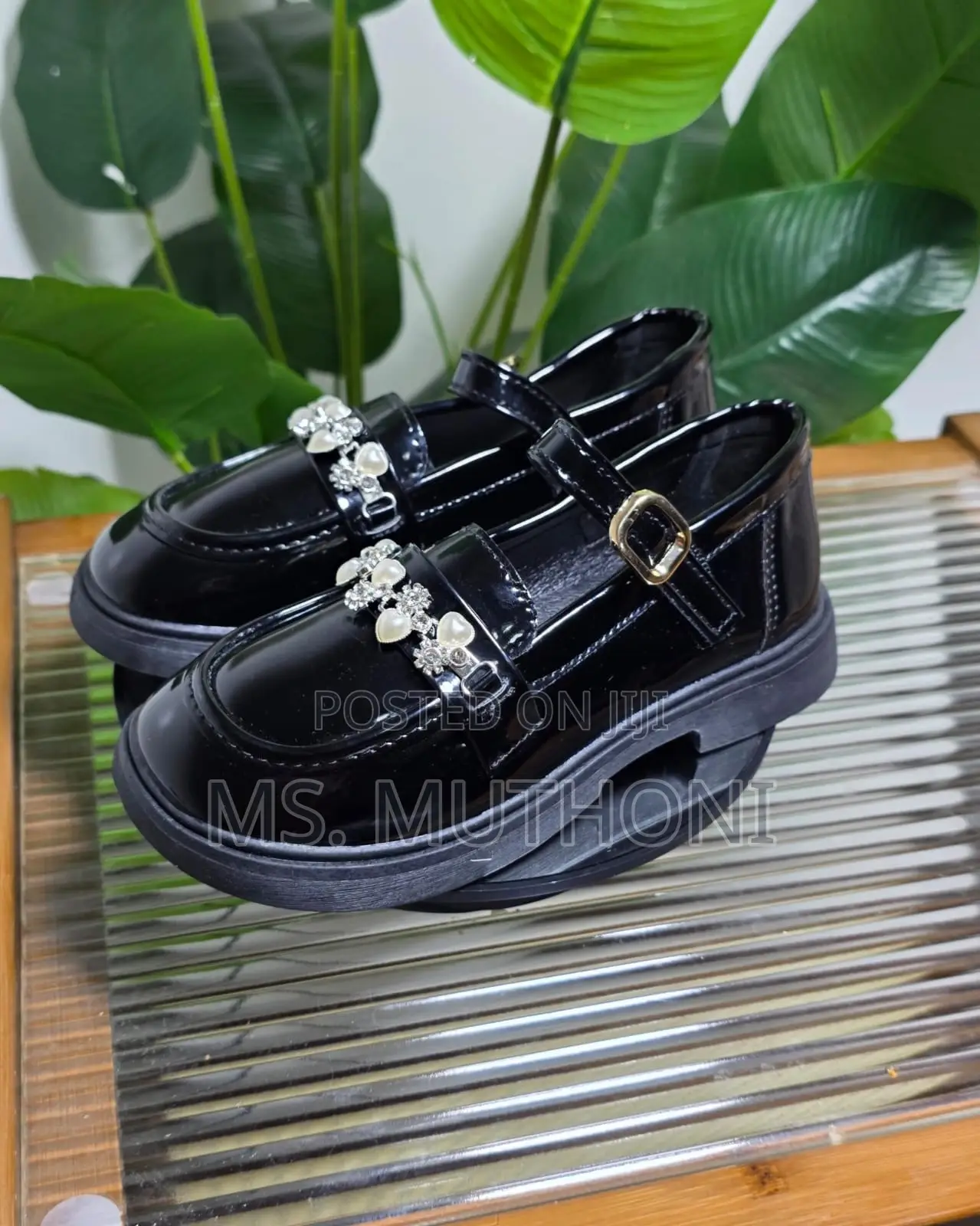 Girls Buckle Strap Leather Chunky Loafers Size 27-35