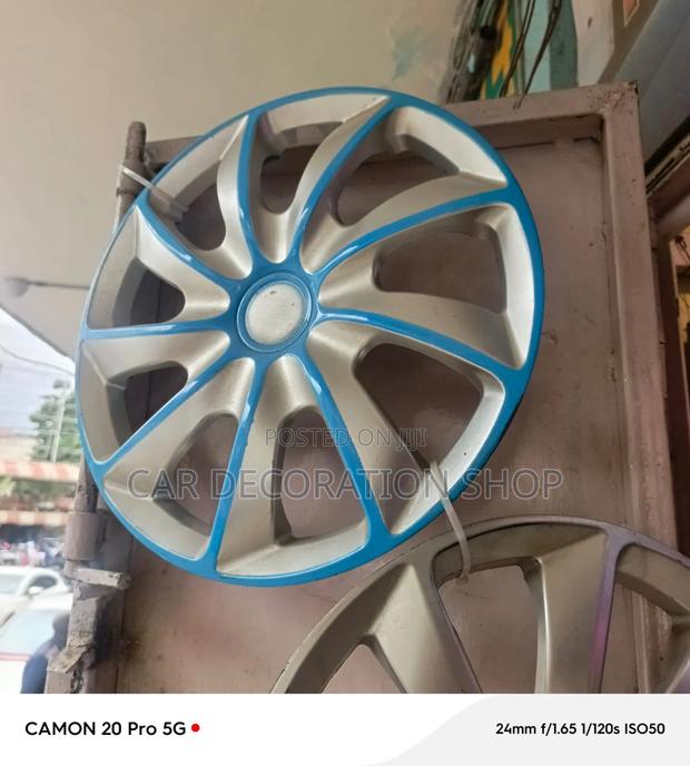 4pc Silver Blue 13" Wheel Caps Covers