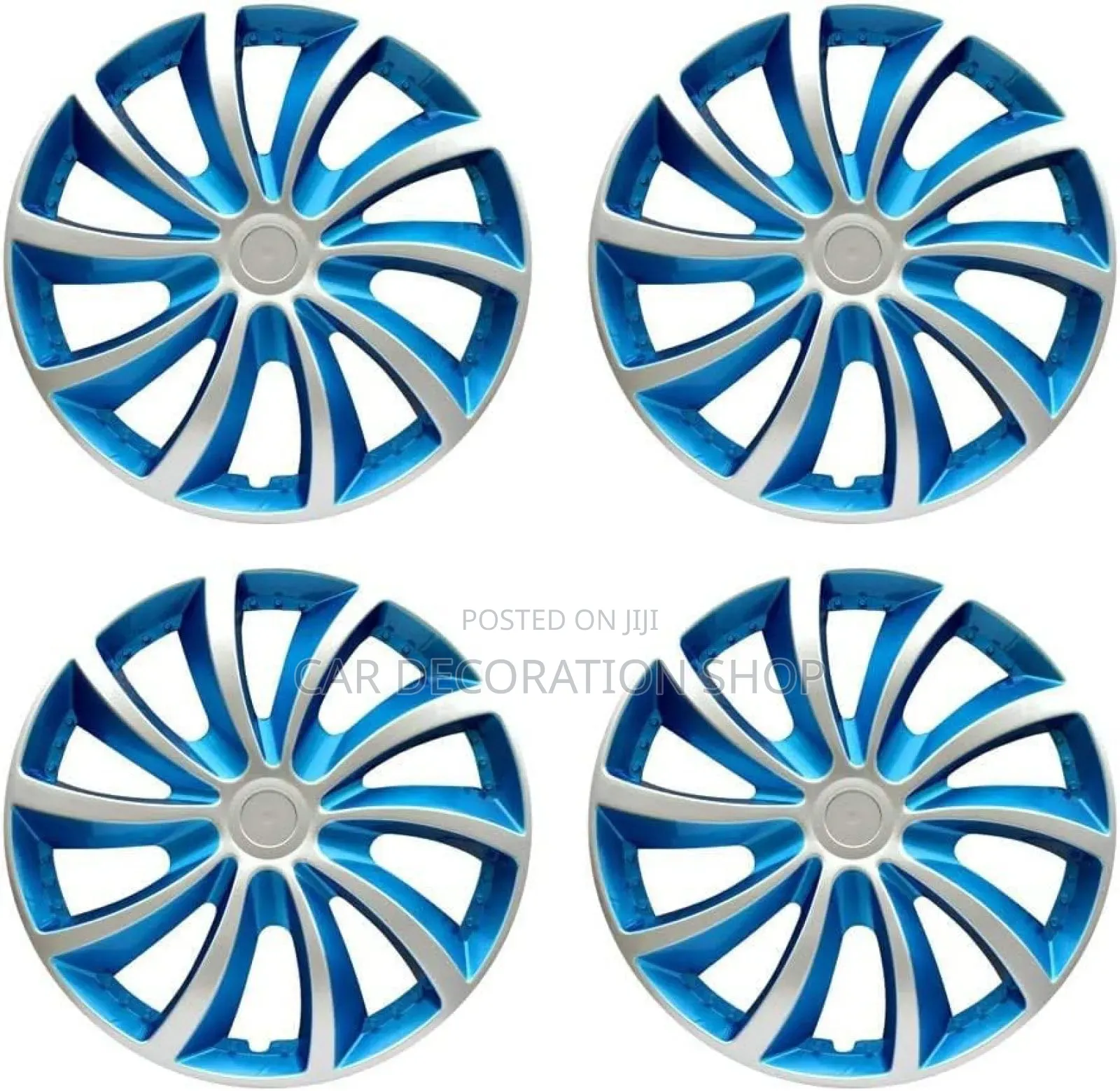 4pcs Silver Blue 15"Inch Wheel Caps Covers Sport Design