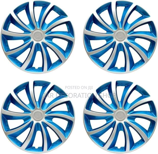 4pcs Silver Blue 15"Inch Wheel Caps Covers Sport Design