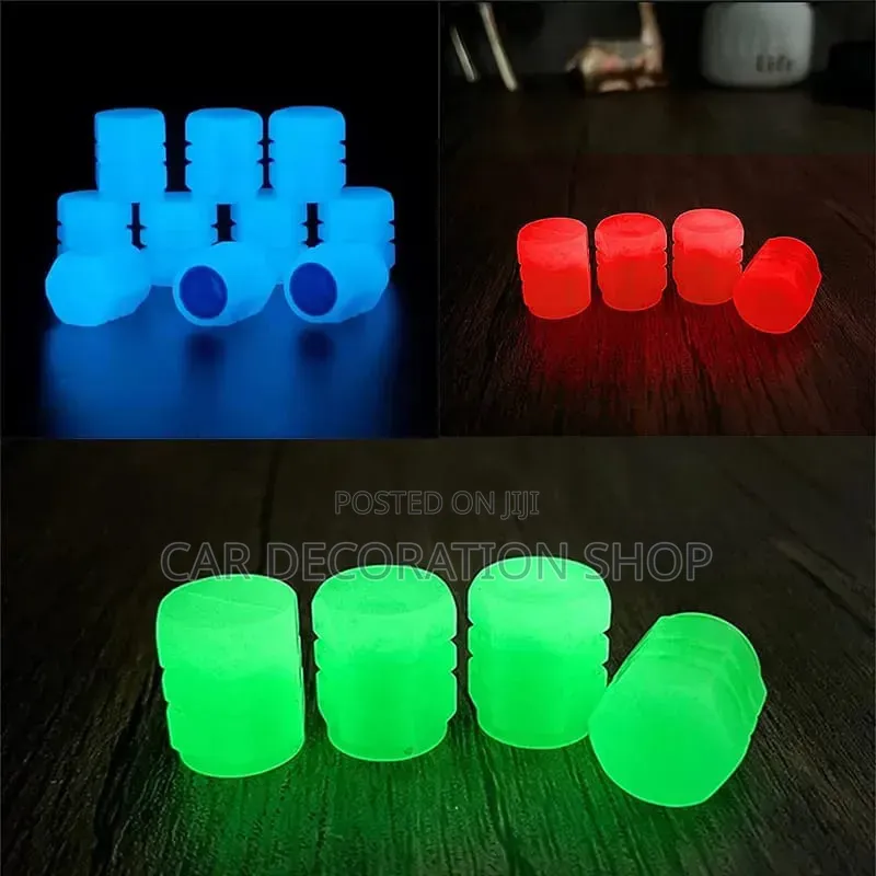 8pc Different Colors Car Tire Luminous Dark Glow Valve Caps