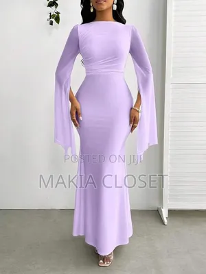 Elegant Maxi Long Sleeve Bodycon Dress With Fishtail Hem