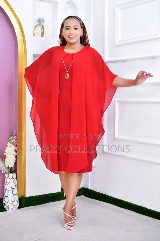 Straight Dress With Chiffon Cover - thumbnail 6