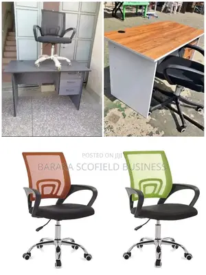 Wooden Desk With Mesh Office Chair P