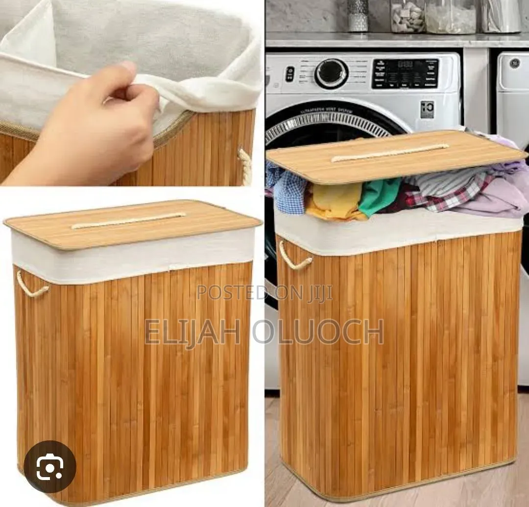100l Bamboo Laundry Basket With Flip Lid -