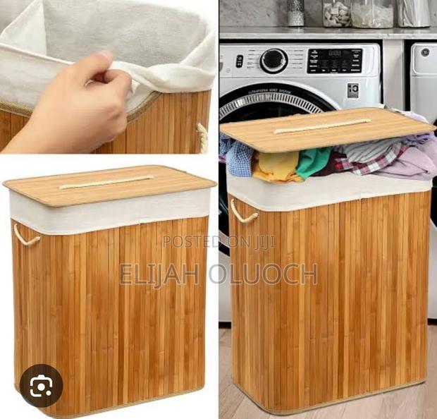 100l Bamboo Laundry Basket With Flip Lid -