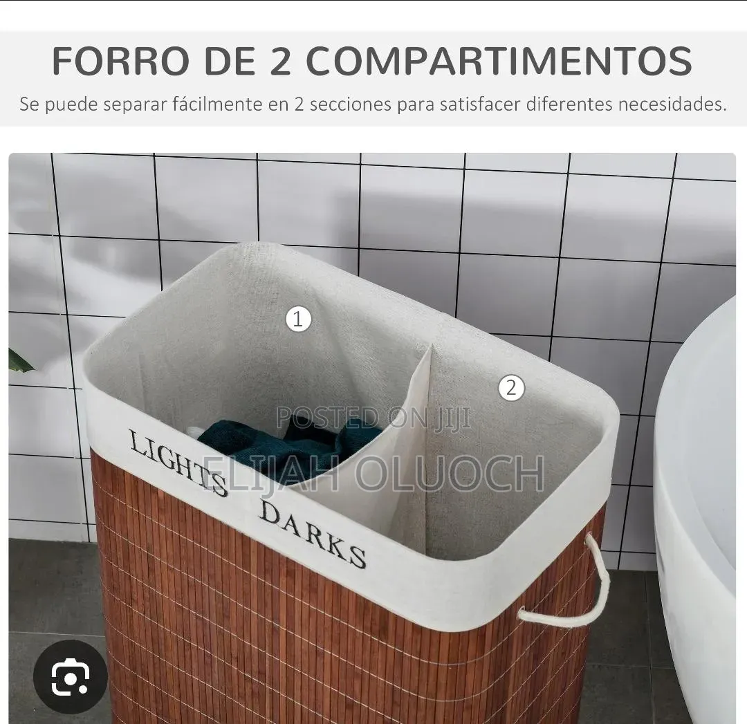 100l Bamboo Laundry Basket With Flip Lid -
