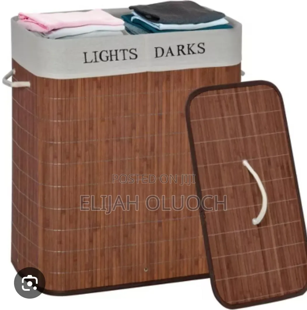 100l Bamboo Laundry Basket With Flip Lid -