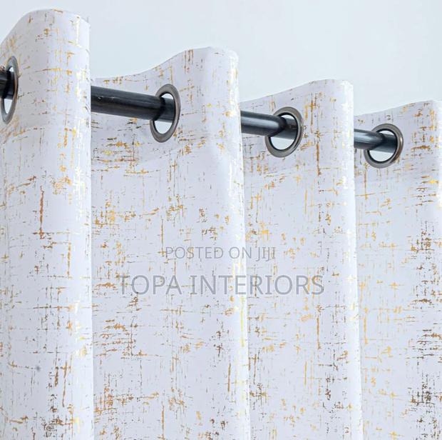 Luxurious White Velvet Curtains With Gold Patterns