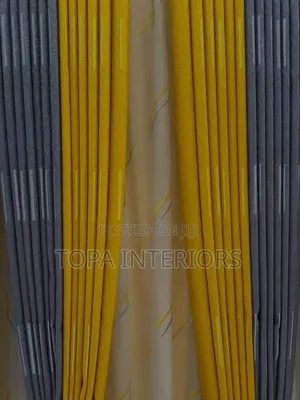 Mustard Yellow Curtains Blended With Grey Curtains for Window Privacy
