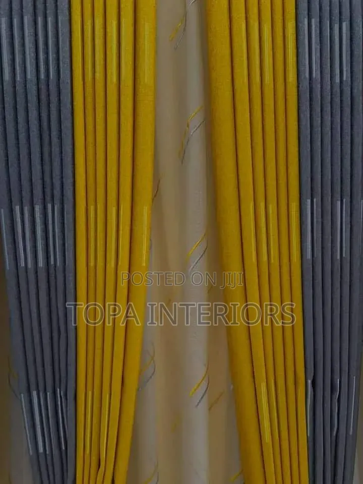 Mustard Yellow Curtains Blended With Grey Curtains for Window Privacy