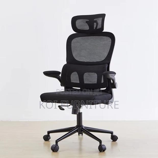 Office Chair; High Backrest Orthopedic Seat With Headrest