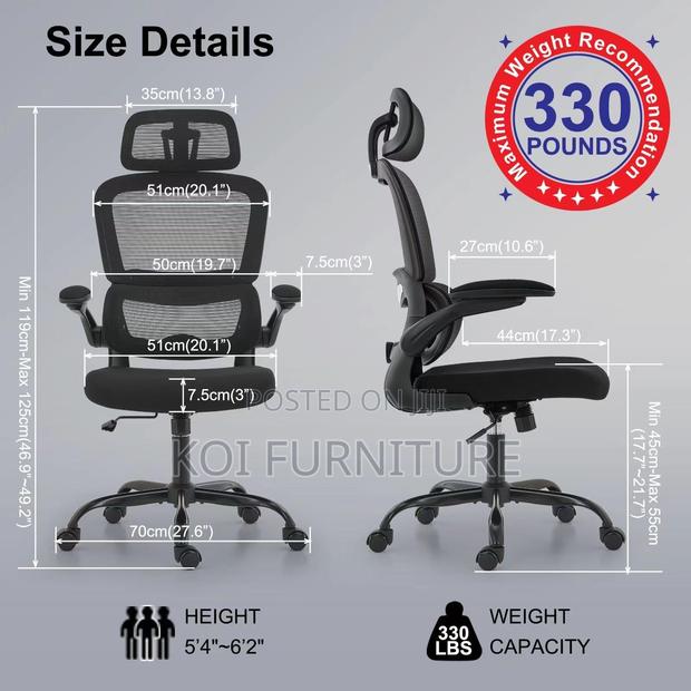 Office Chair; High Backrest Orthopedic Seat With Headrest - thumbnail 4