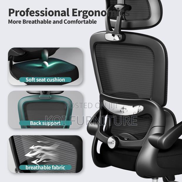 Office Chair; High Backrest Orthopedic Seat With Headrest - thumbnail 6