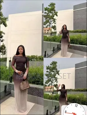 Ombre Mesh Maxi Dress in Brown