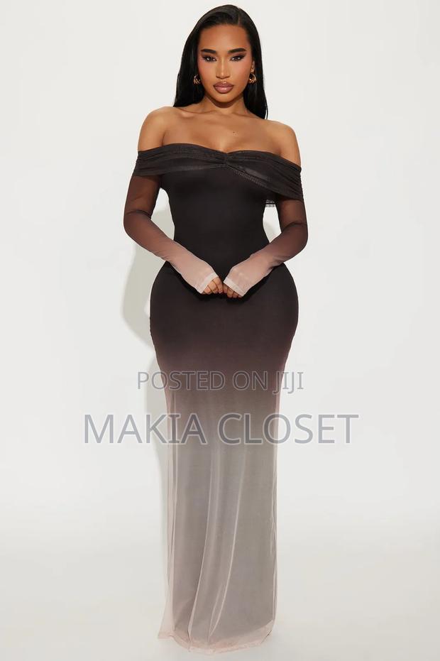 Ombre Mesh Maxi Dress in Brown - thumbnail 2