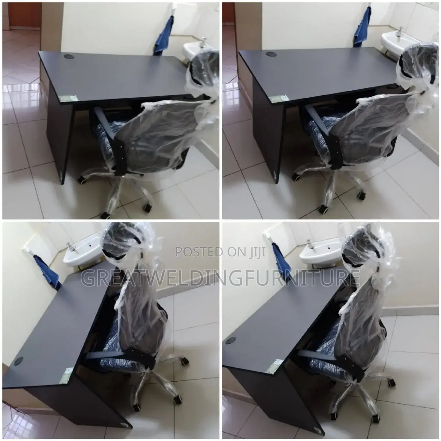 Headrest Office Chair With Grey Desk J