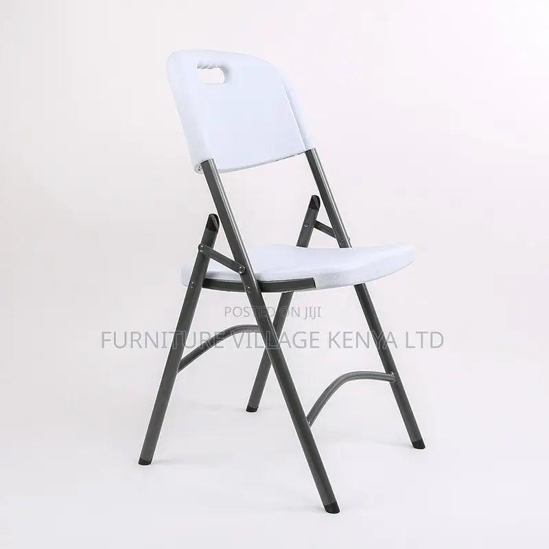 White Plastic Armless Home Office Study Chair