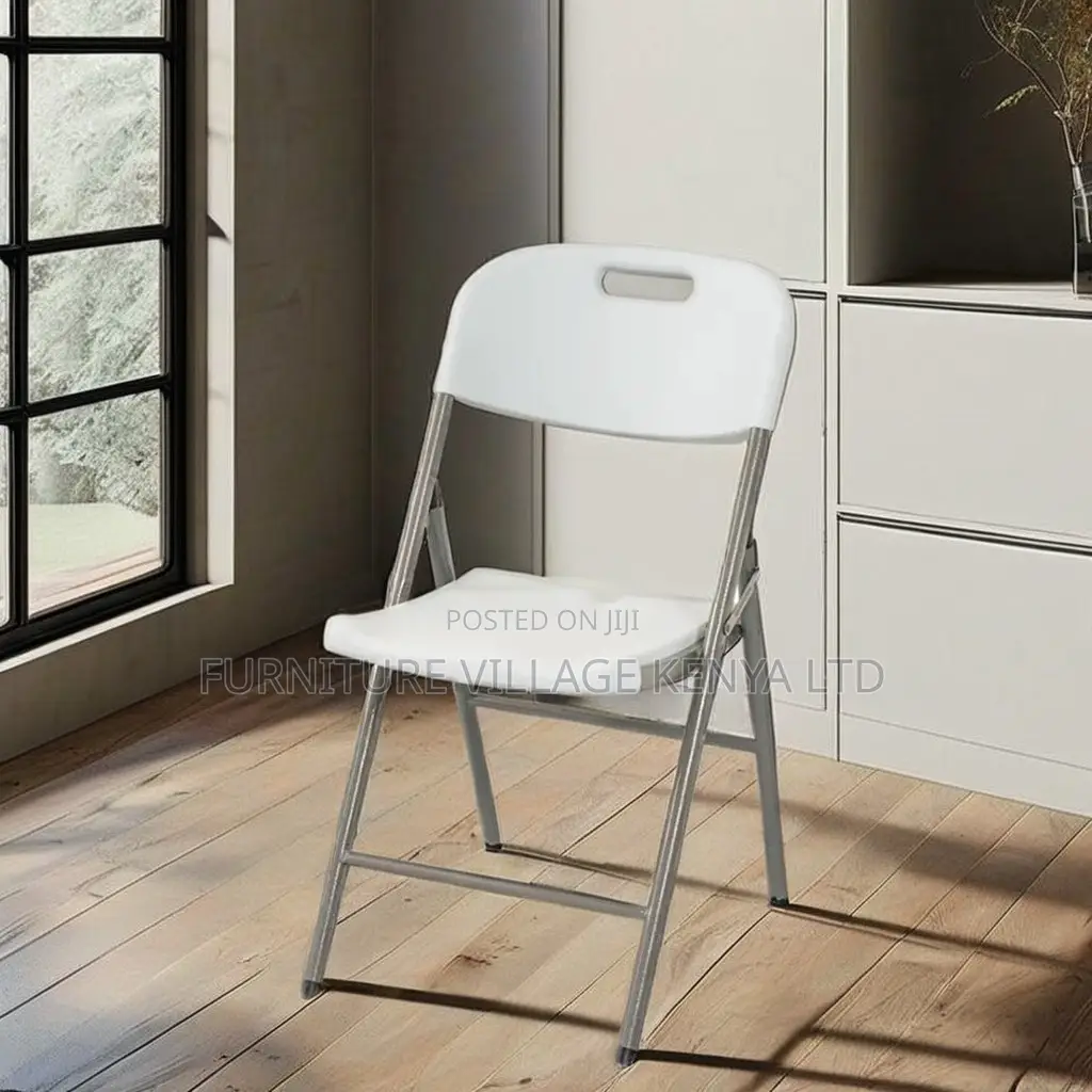 White Plastic Armless Home Office Study Chair