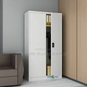2-Door White Metallic Cabinet With Adjustable Shelves