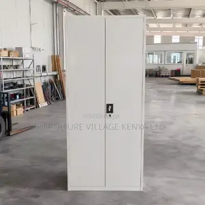 2-Door White Metallic Cabinet With Adjustable Shelves
