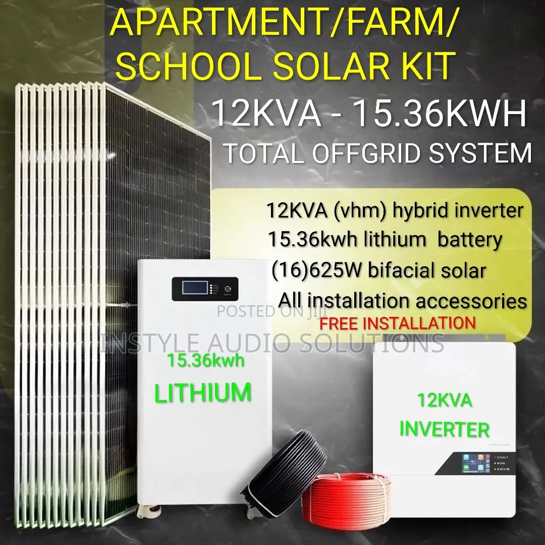 12kva - 15.36kwh Lithium Solar Package for Apartment,School Office