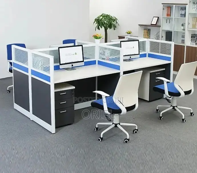 Office Workstation : 4-Way Office Collaborative Shared Workstation