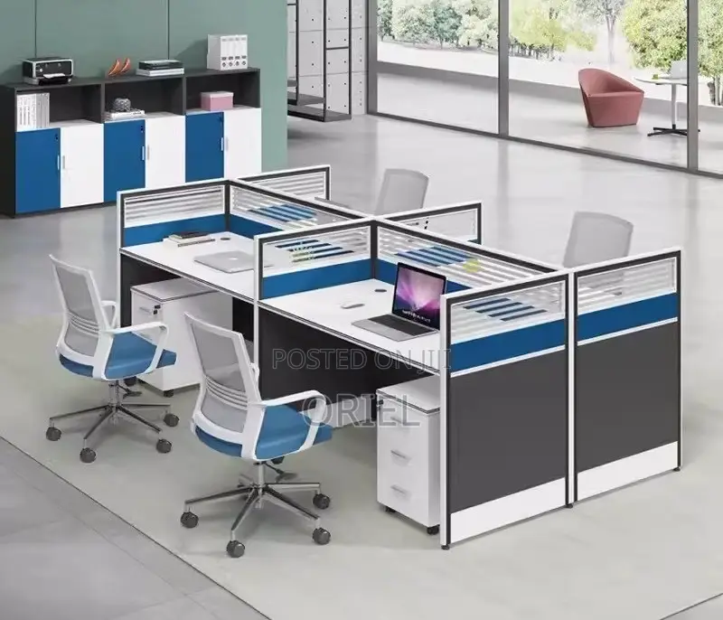 Office Workstation : 4-Way Office Collaborative Shared Workstation