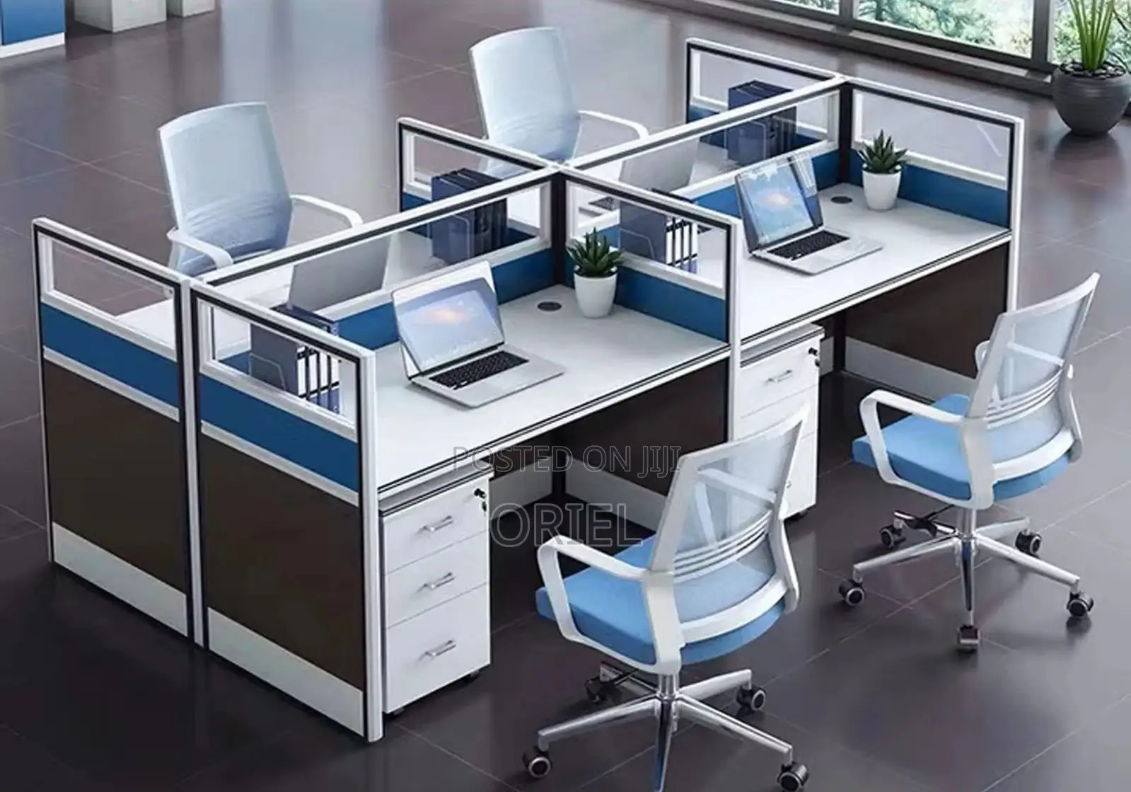 Office Workstation : 4-Way Office Collaborative Shared Workstation