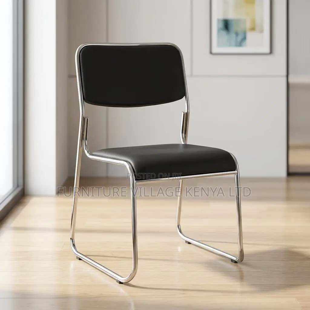 Leather Padded Armless Guest Chrome Seat